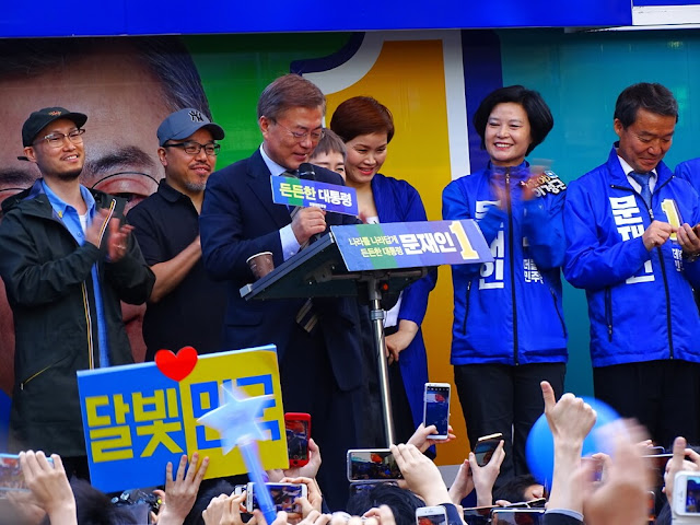 President Moon Jae-in as seen during the campaign period of the South Korean elections last year