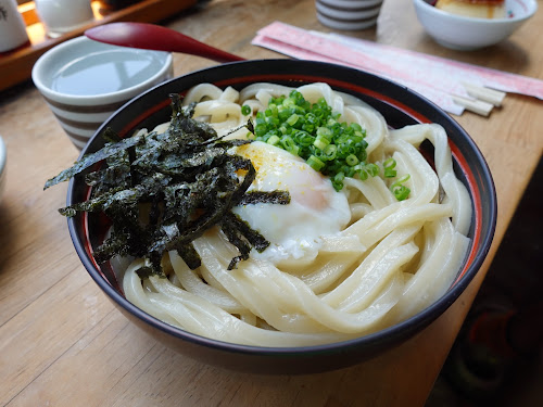 Okamotoya Baiten light meal restaurant (岡本屋売店) - iconic udon noodle shop with onsen egg, Beppu, Fukuoka, Japan