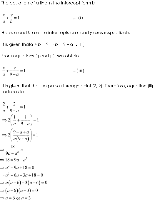 Solutions Class 11 Maths Chapter-10 (Straight Lines)