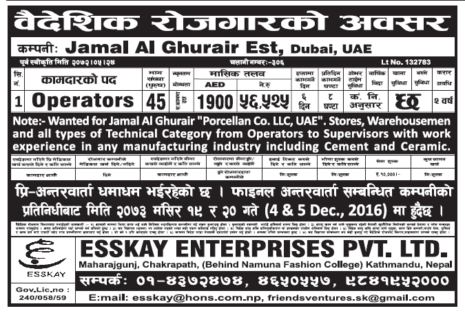 Jobs in Dubai for Nepali, Salary Rs 56,525