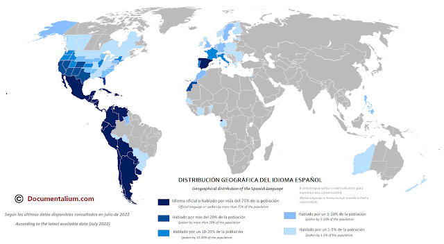 Mapa distribución geográfica del español en el mundo