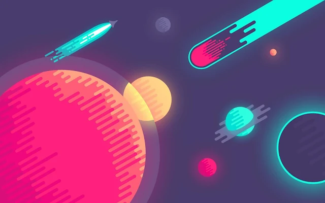 Free Planets in Space Minimal 3D and Abstract wallpaper. Click on the image above to download for HD, Widescreen, Ultra  HD desktop monitors, Android, Apple iPhone mobiles, tablets.