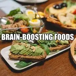 brain boosting foods. Table with Trays of Food