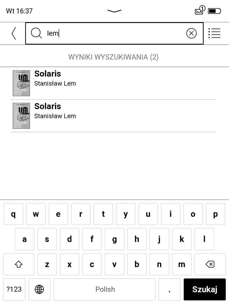 Wyszukiwanie e-booków w bibliotece PocketBook Era