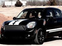 White Mini Cooper With Black Stripes