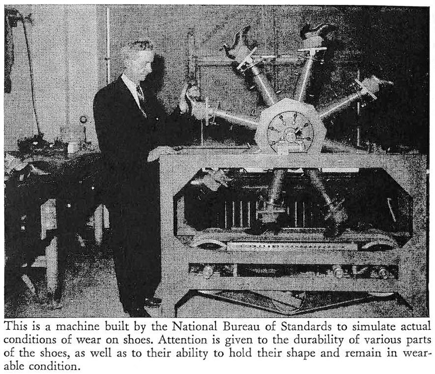 a 1949 shoe durability tester machine