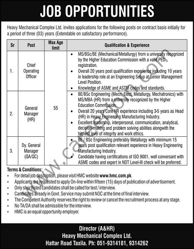 Heavy Mechanical Complex  HMC Jobs July 2021