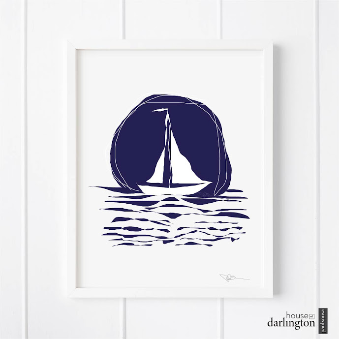 House of Darlington, Sunset Sail Art Print, Nautical Art, Sailing, Abstract Art