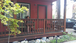 A writer at work on the front porch