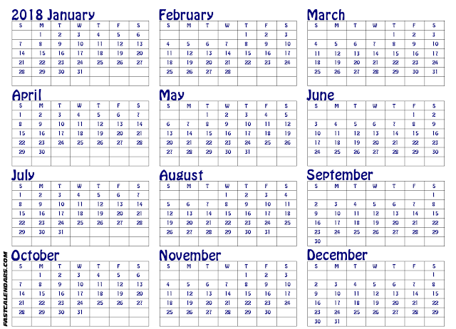 blank printable calendar 2018