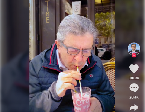 [VIDEO] Jean-Luc Mélenchon s’affiche serein avec son lait-fraise avant son débat face à Eric Zemmour