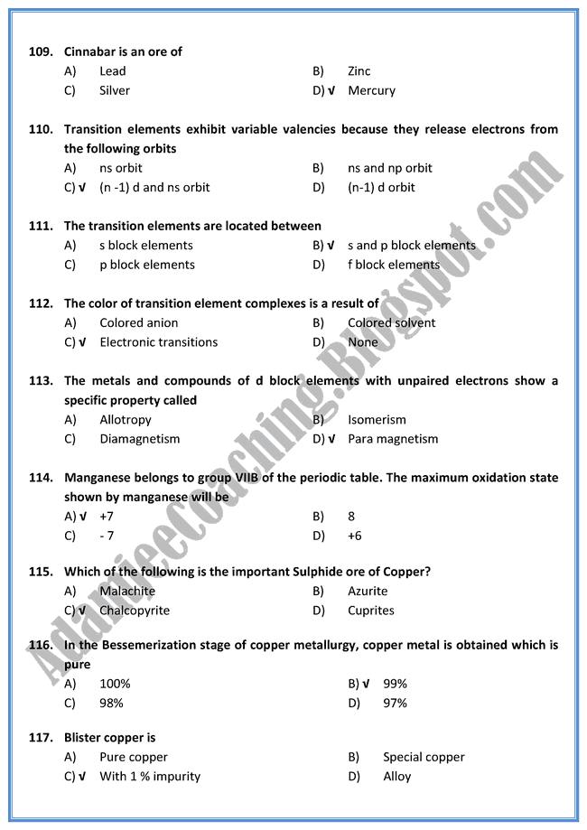 Chemistry Mcqs XII - All Chapters - 300 Mcqs