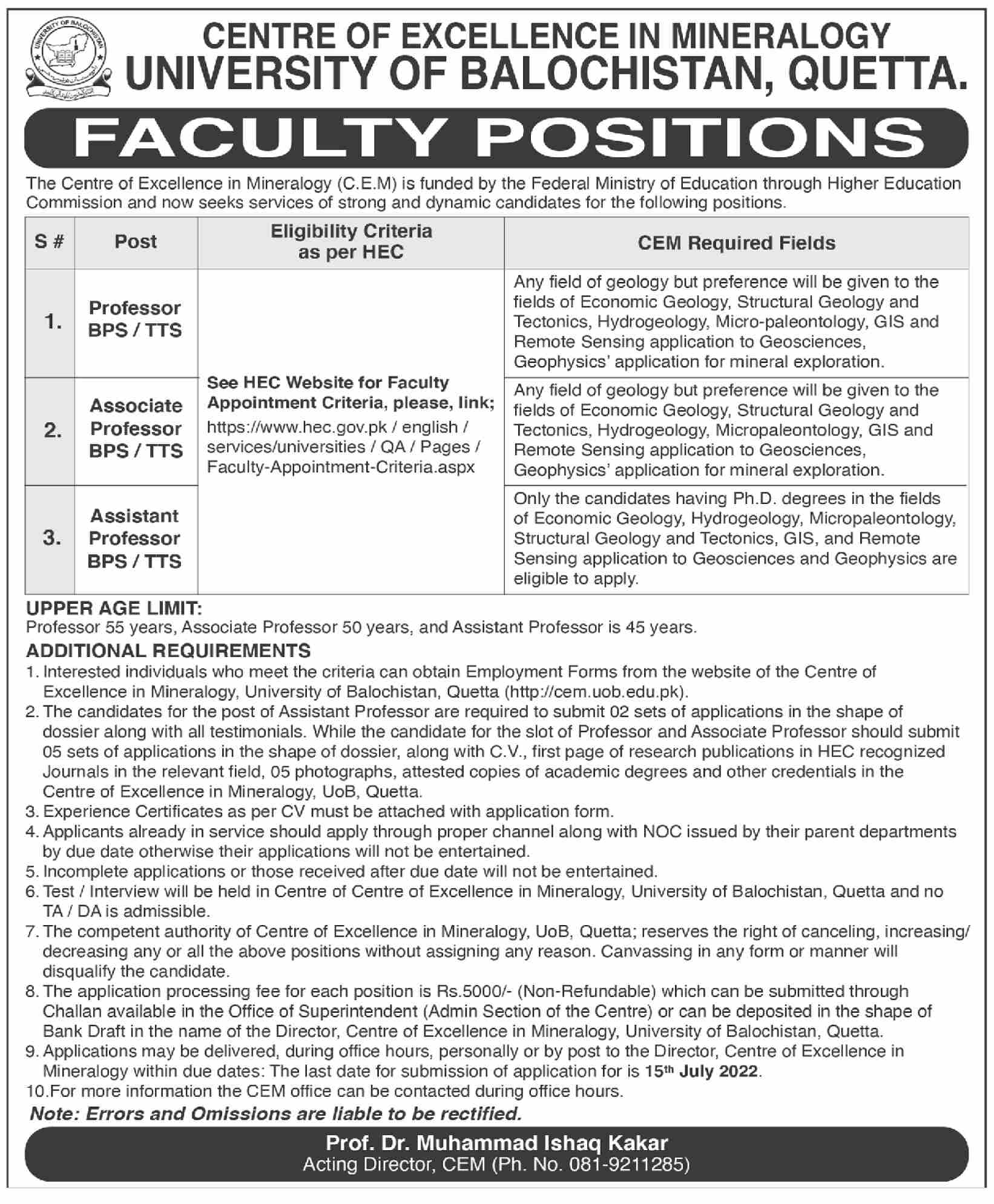 Latest University of Balochistan Education Posts Quetta 2022