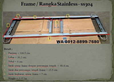 Dimensi rangka stainless Kincir tambak model 2 Kipas