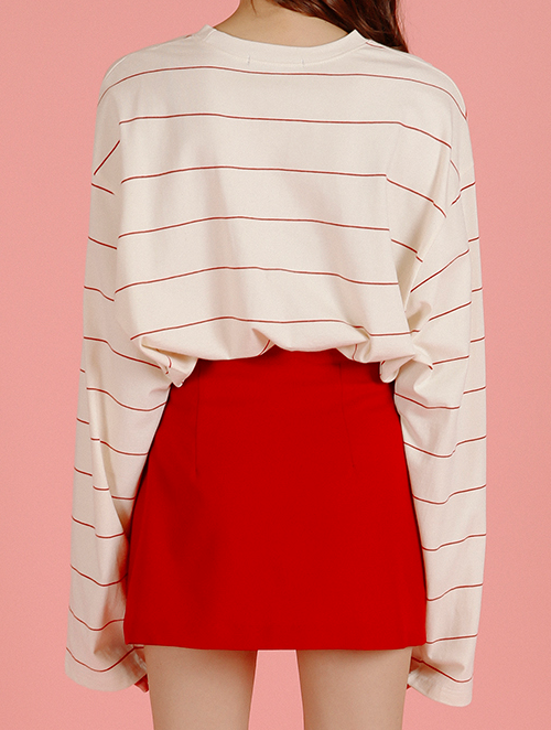 Logo Detail Extended Sleeve Striped Top
