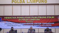 Puslitbang Polri Melaksanakan Evaluasi dan Standarisasi Sistem Pengadaan Distribusi dan Peruntukan Senjta Api  di lingkungan Polri Polda Lampung