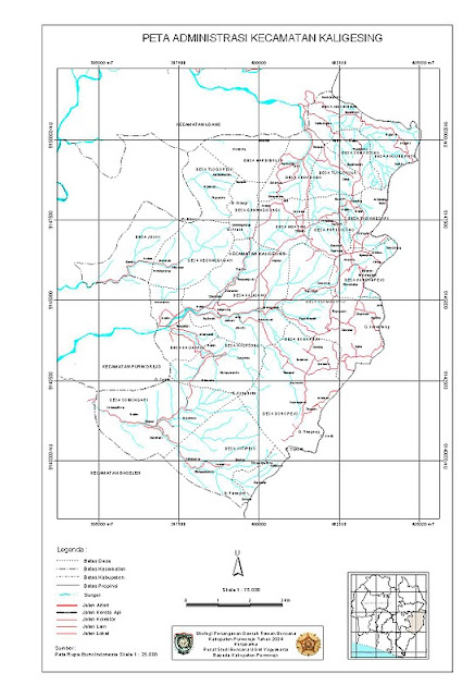 Peta Kecamatan Kaligesing, kabupaten Purworejo. Untuk high resolusi 