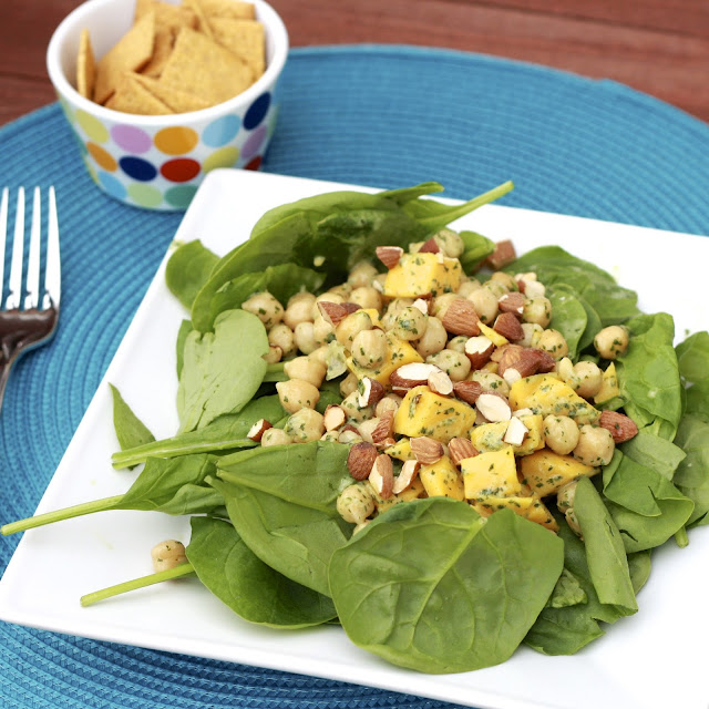 chickpea mango spinach salad