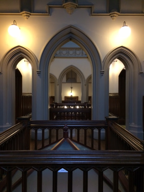 Interior of castle showing archways 