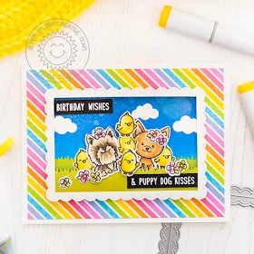 Sunny Studio Stamps: Puppy Dog Kisses Chubby Bunny Fancy Frames Puppy Themed Birthday Card by Mona Toth
