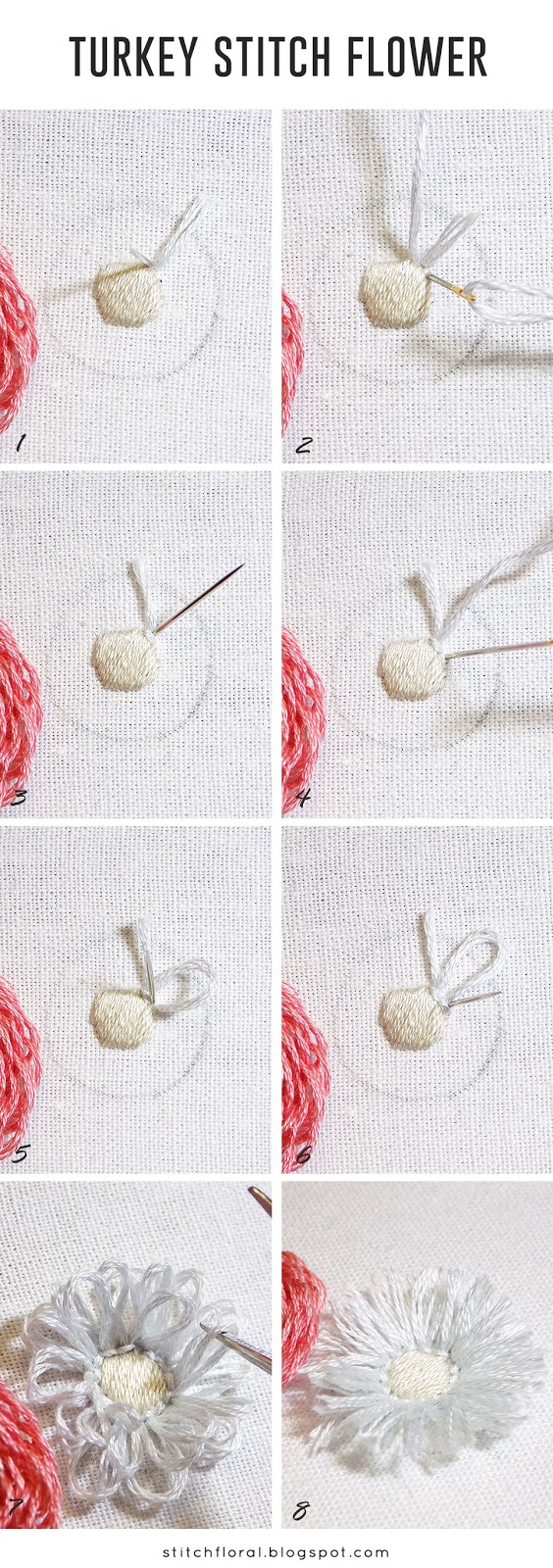 turkey stitch flower tutorial