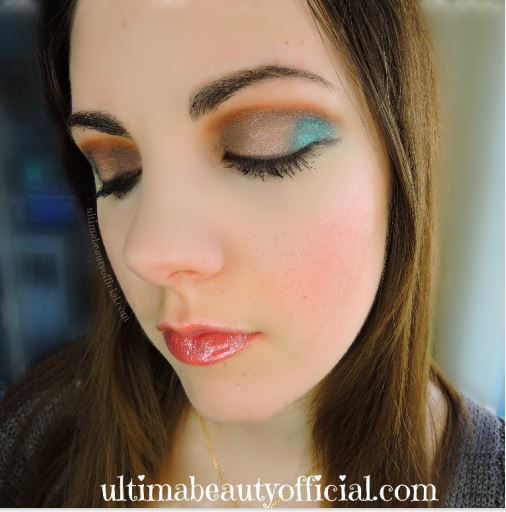 Ultima Beauty, closed eyes, wearing eyeshadow from Urban Decay Naked Wild West Palette