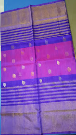 Uppada blue color saree with small leaf butta