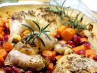 Rosemary Chicken Over Cranberries & Carrots