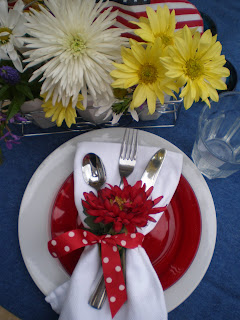 red white and blue tablescape, Memorial Day Table decor, 4th of July table decor,  Red white and Blue