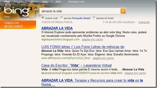 Abrazar La Vida no Bing!