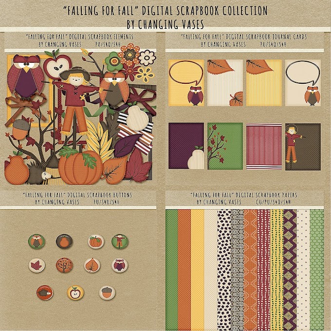 Falling for Fall Digital Scrapbook Kit with FREE Autumn Paper Pack