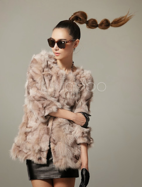 Solid Color Fox Fur Beautiful Fur Coat for Woman 