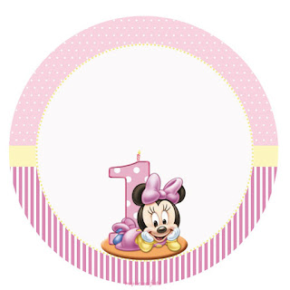 Minnie Primer Año: Wrappers y Toppers para Cupcakes para Imprimir Gratis. 