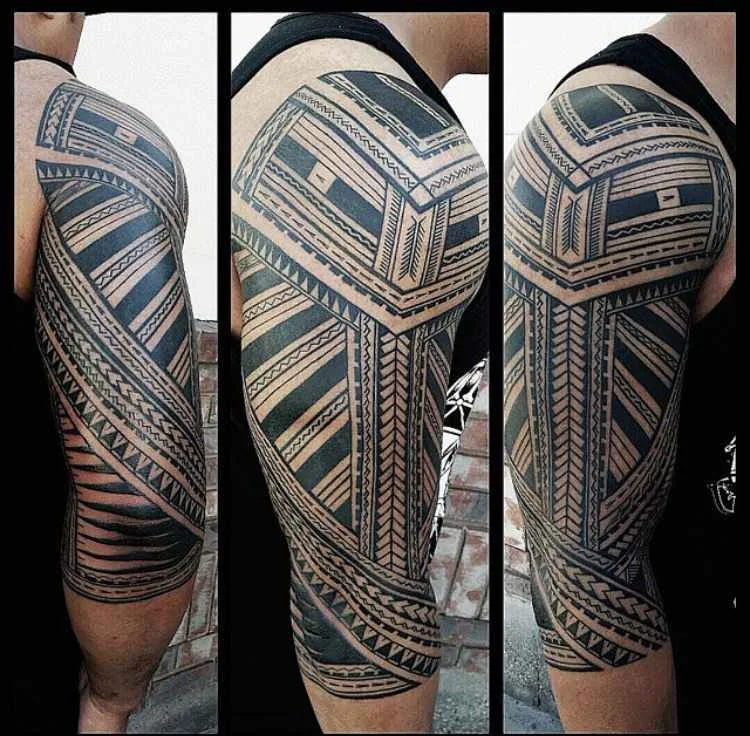 tatuaje maori en hombre, tatuaje tradicional polinesio para hombre