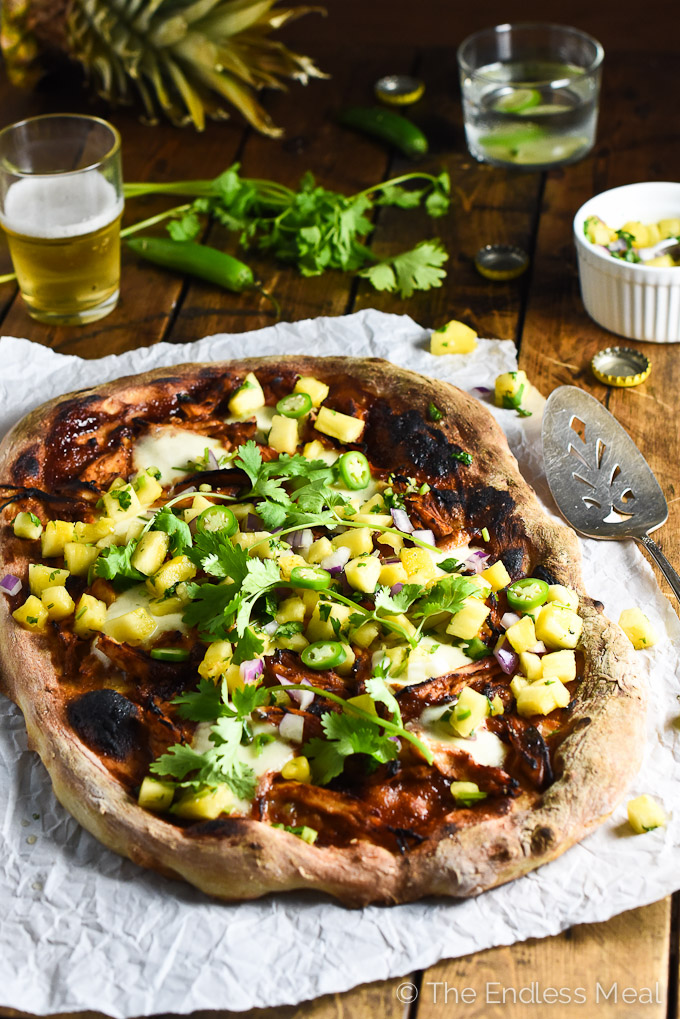 BBQ PULLED TURKEY PIZZA WITH FIERY PINEAPPLE SALSA