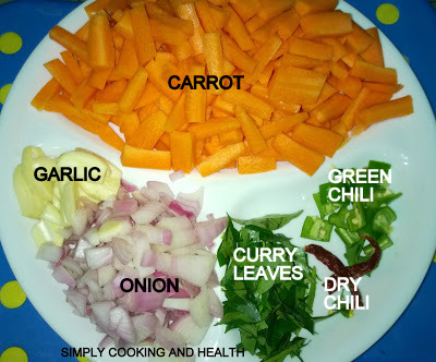 Ingredients for Carrot mild curry
