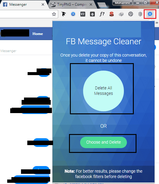 كيفية حذف جميع رسائل الفيس بوك مرة واحدة