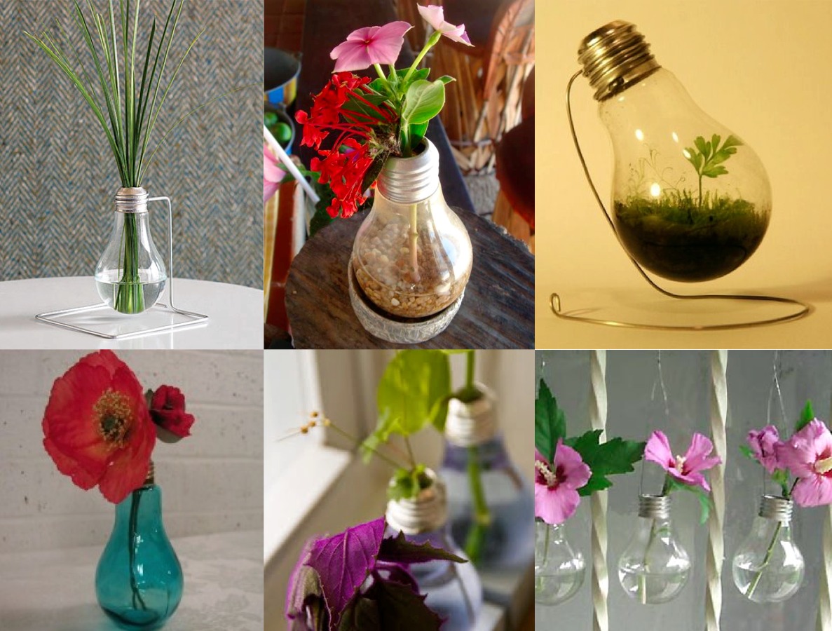 No Impact Bride: Lightbulb Flower Vases — Wedding Decoration Idea