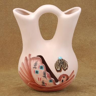 Native American Four Corners Traditionally Painted Wedding Vase Pottery