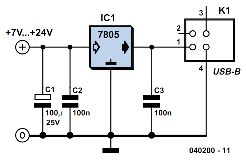 Power Supply for USB Devices Circuit Diagram