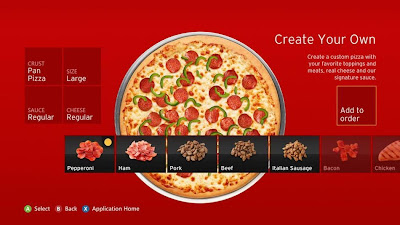 Pizza Hut Xbox 360 app, xbox, xbox live, pizza, food