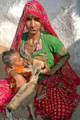 Meet The Indian Tribeswomen Who Breastfeed Deer Alongside Their Children. [SHOCKING PHOTOS] The Bishnoi mothers 3