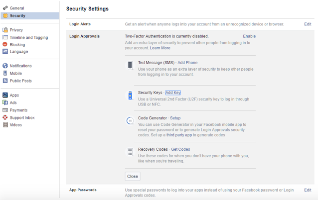 Thêm tính năng bảo mật tài khoản Facebook thông qua USB Key