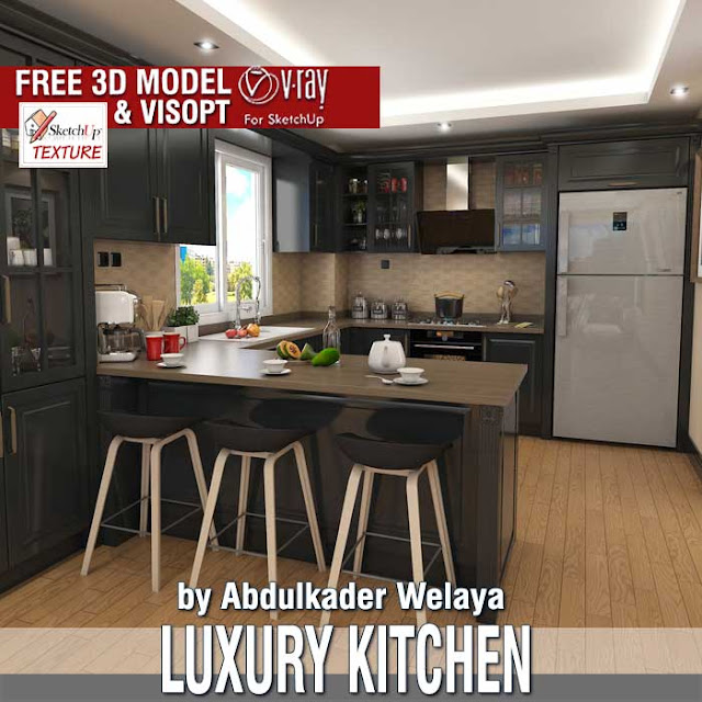  I together with so used a few shades of color inward musical note cadence FREE SKETCHUP 3D MODEL LUXURY KITCHEN & VRAY VISOPT
