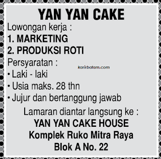 Lowongan Kerja Yan Yan Cake House