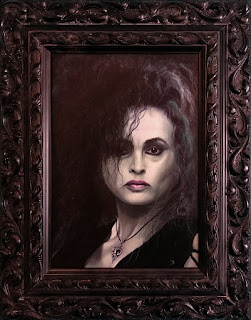 Completed oil painting of Helena Bonham Carter as Bellatrix Lestrange from Harry Potter - Robin Springett