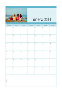 Calendario mensual 2014 con foto, lunes a domingo, Publisher