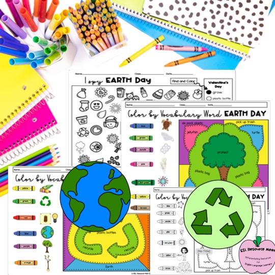 ESL Earth Day Newcomer Vocabulary worksheets games lessons