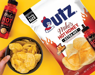 A bag of Utz's Mike's Hot Honey Extra Hot potato chips.