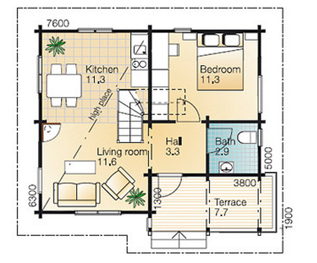 Pretty and Elegant Small Wooden House PLAN a